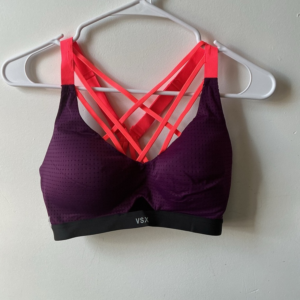 VSX Dark Purple and Neon Pink Sports Bra